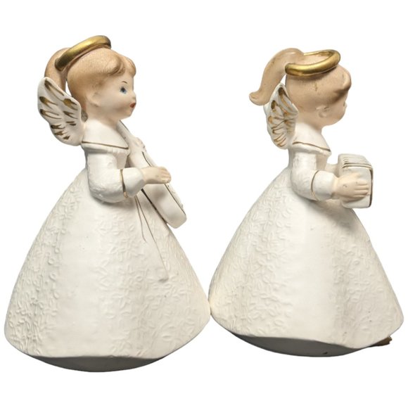 National Potteries Angels Playing Music Instruments Bedford OH Set 2 Vtg Japan - Picture 9 of 16